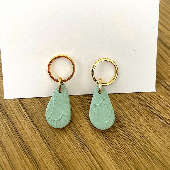 Polymer Clay Teardrop Earrings - Picture 1 of 1